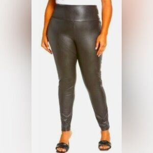 7 FOR ALL MANKIND Sz 1X Faux Leather Leggings High Rise Comfort Waist